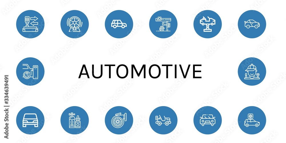 automotive simple icons set automotive simple icons set