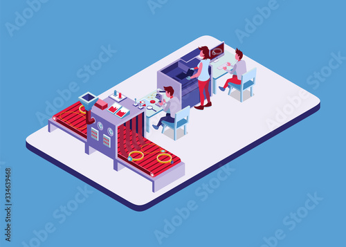 Isometric Vector Illustration Representing Production Process of Gold and Silver Jewelry using 3D Designs