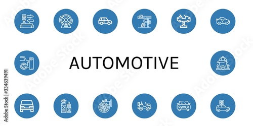 automotive simple icons set