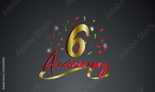 Anniversary celebration background. with the 6th number in gold and with the words golden anniversary celebration.