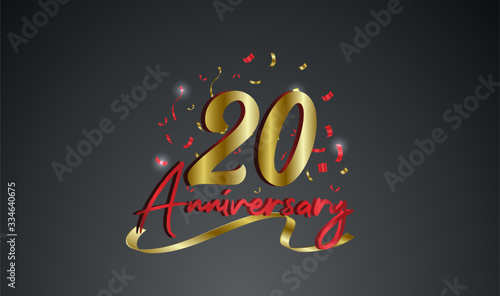 Anniversary celebration background. with the 20th number in gold and with the words golden anniversary celebration.