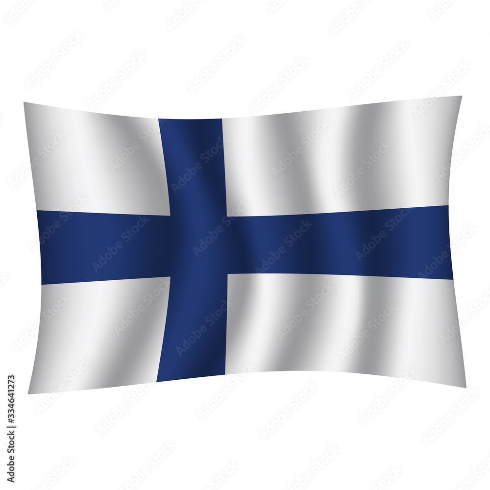 Naklejka premium Finland flag background with cloth texture. Finland Flag vector illustration eps10. - Vector