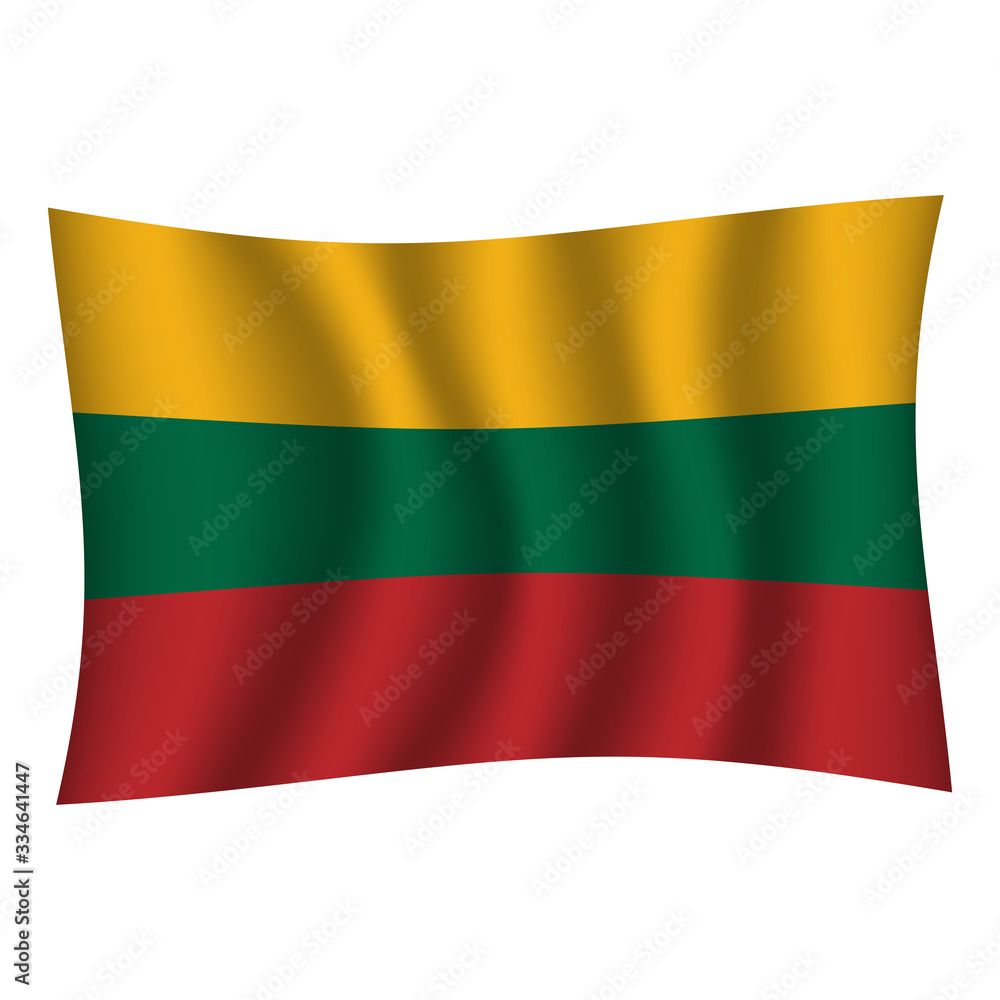 Lithuania flag background with cloth texture. Lithuania Flag vector illustration eps10. - Vector
