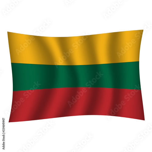 Lithuania flag background with cloth texture. Lithuania Flag vector illustration eps10. - Vector