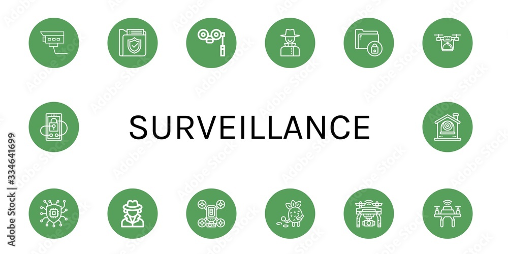 surveillance icon set surveillance icon set