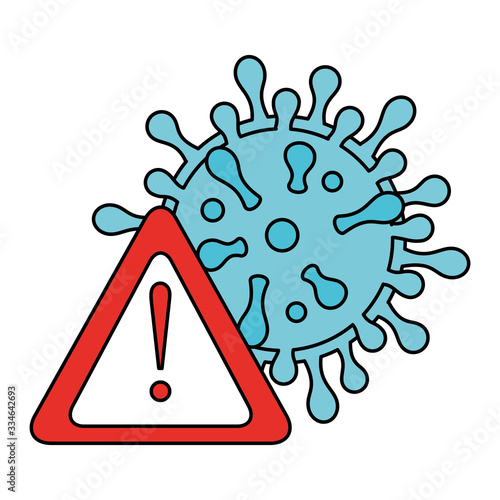 particle virus covid 19 with alert signal vector illustration design