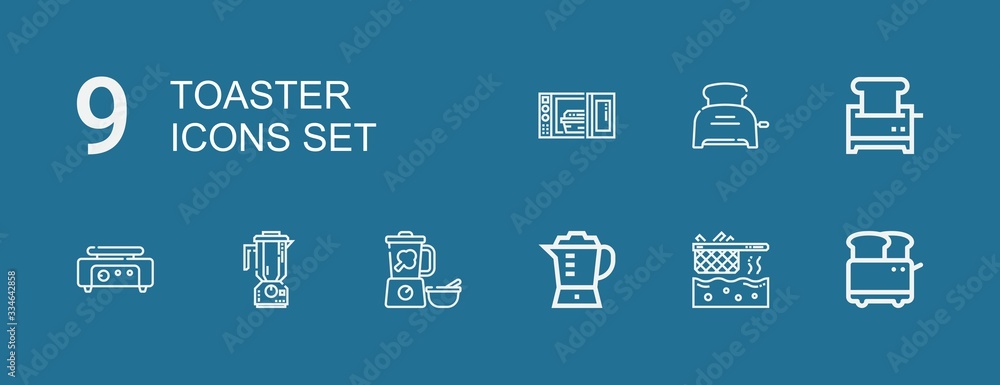 Editable 9 toaster icons for web and mobile Editable 9 toaster icons for web and mobile