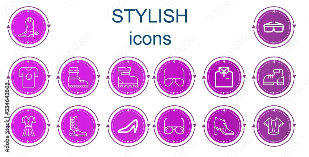 Editable 14 stylish icons for web and mobile Editable 14 stylish icons for web and mobile