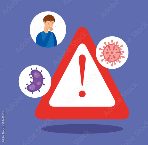 coronavirus 2019 ncov poster with warning sign vector illustration design