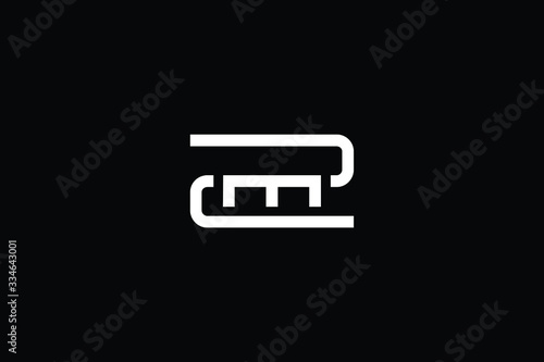Minimal elegant monogram art logo. Outstanding professional trendy awesome artistic ZM MZ initial based Alphabet icon logo. Premium Business logo White color on black background