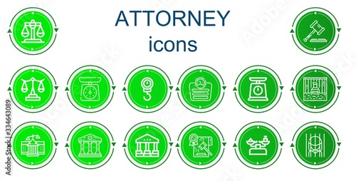 Editable 14 attorney icons for web and mobile