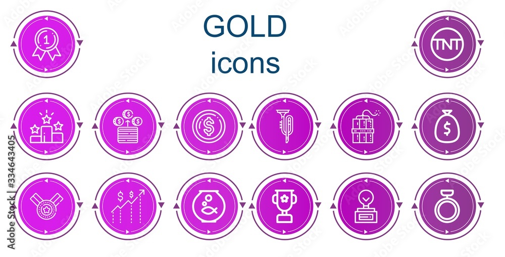 Editable 14 gold icons for web and mobile Editable 14 gold icons for web and mobile