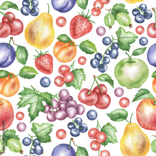 Pattern of fruits and berries
