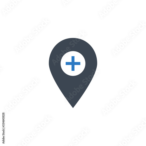 Hospital Location related vector glyph icon. Isolated on white background. Vector illustration.