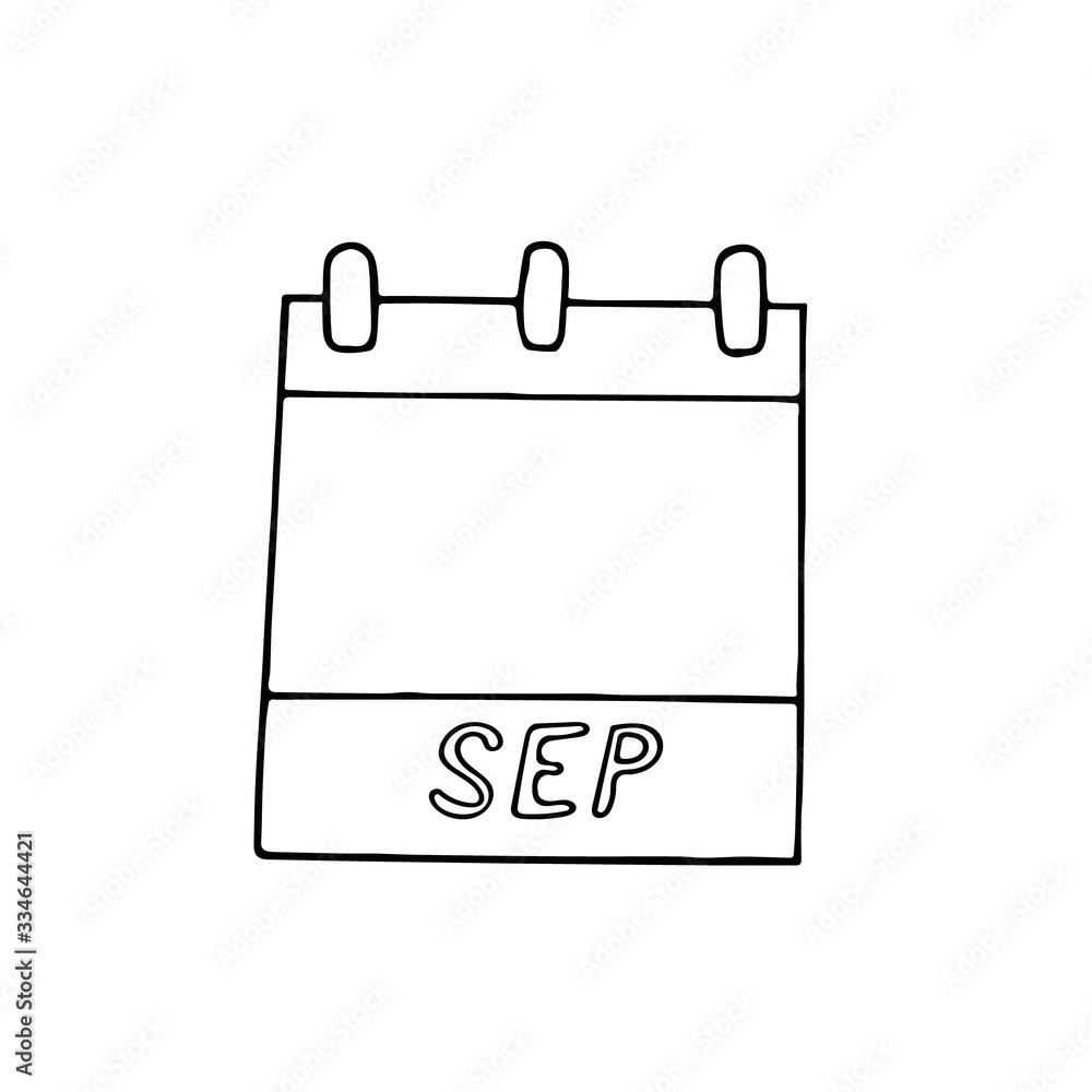 september month calendar page hand drawn in doodle style. simple scandinavian liner. planning, business, date, day. single element for design icon september month calendar page hand drawn in doodle style. simple scandinavian liner. planning, business, date, day. single element for design icon