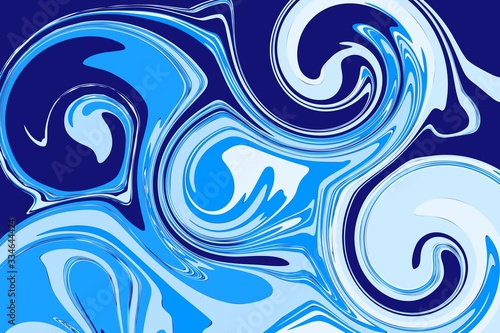 Abstract background in the form of swirled paint. Twisting the colors of blue, blue and white imitate the filling with acrylic.