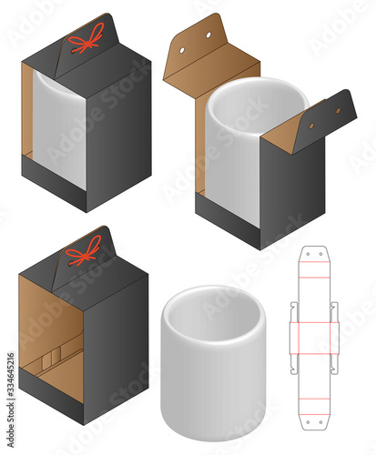 Box cup packaging die cut template design mock-up