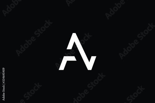 Minimal elegant monogram art logo. Outstanding professional trendy awesome artistic AZ ZA AN NA initial based Alphabet icon logo. Premium Business logo White color on black background