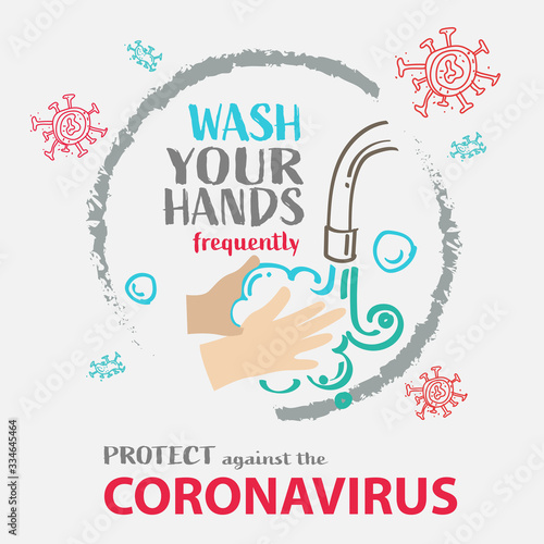 Simple illustration of protective measures against the new coronavirus COVID -19