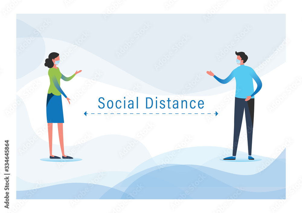 Fototapeta premium New normal social distancing keep distance in public society COVID-19 coronavirus.
