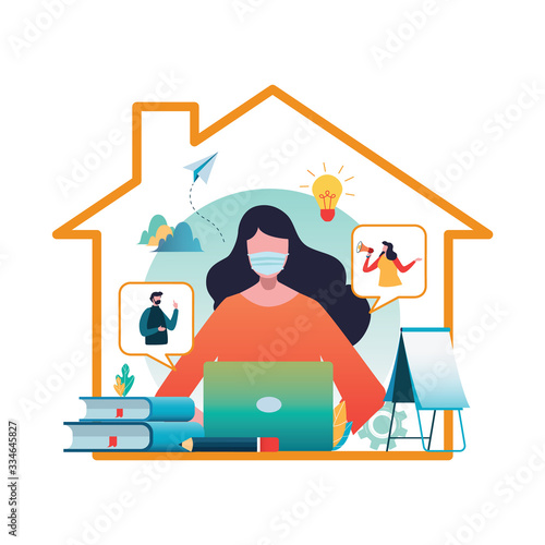 Stay at home working from home social distancing Covid-19. Coronavirus.
