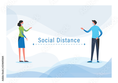 New normal social distancing keep distance in public society COVID-19 coronavirus.