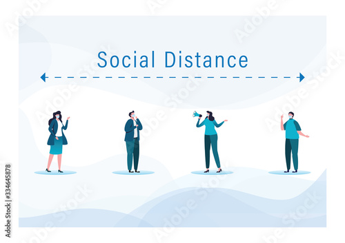 Social distancing keep distance in public society COVID-19 coronavirus.