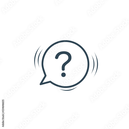 Shaking chat bubble and question mark. FAQ icon woth chat bubble. Communication concept. Stock vector illustration isolated on white background.