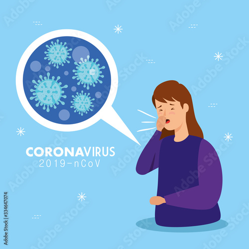 woman sick of coronavirus 2019 ncov vector illustration design