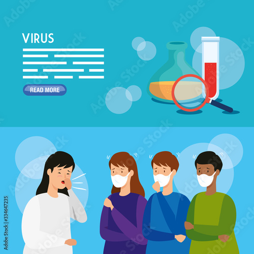 set poster of coronavirus 2019 ncov and icons vector illustration design