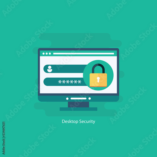 Desktop computer with unlocked password bubble notification 