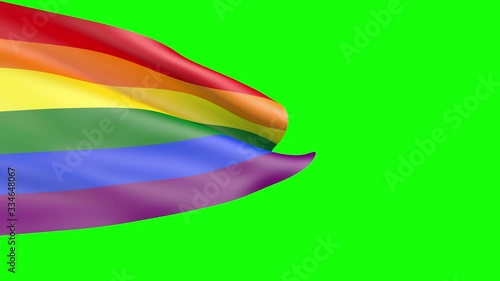 Flag with lgtb Colors. Green Screen. 3D render with alpha matte