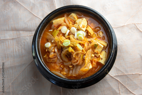 Korean stew with fermented kimchi and Tuna called Chamchi Kimchi Jjigae