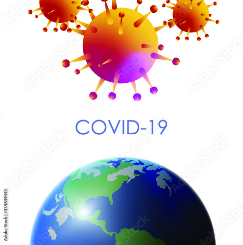 Design of a coronavirus outbreak with a viral cell in microscopic form. Vector illustration template on the topic of a dangerous SARS epidemic for an advertising banner or leaflet.