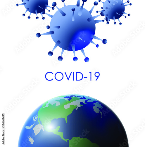Design of a coronavirus outbreak with a viral cell in microscopic form. Vector illustration template on the topic of a dangerous SARS epidemic for an advertising banner or leaflet.