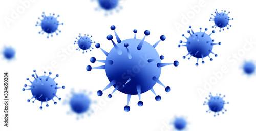 Design of a coronavirus outbreak with a viral cell in microscopic form. Vector illustration template on the topic of a dangerous SARS epidemic for an advertising banner or leaflet.
