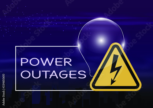 Power outage with beautiful triangular electricity icon in yellow and black