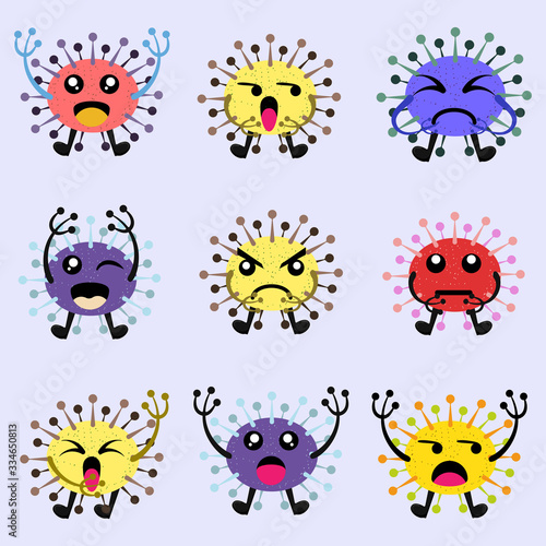 Illustration vector graphic of Cute character of germ  bacteria and virus set collection. Cartoon microbes. Cute cartoon germ in flat style design. vector illustration EPS10.