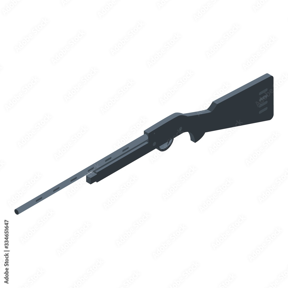 Hunter rifle icon. Isometric of hunter rifle vector icon for web design isolated on white background Hunter rifle icon. Isometric of hunter rifle vector icon for web design isolated on white background