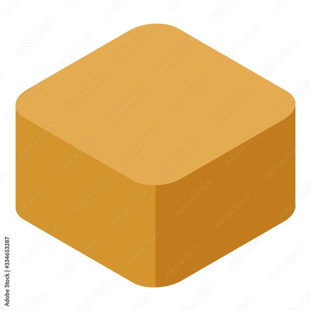 Cube toffee icon. Isometric of cube toffee vector icon for web design isolated on white background Cube toffee icon. Isometric of cube toffee vector icon for web design isolated on white background