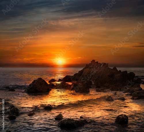 Tropical beach at beautiful sunset. Nature background.jom tien beach pattaya thailand