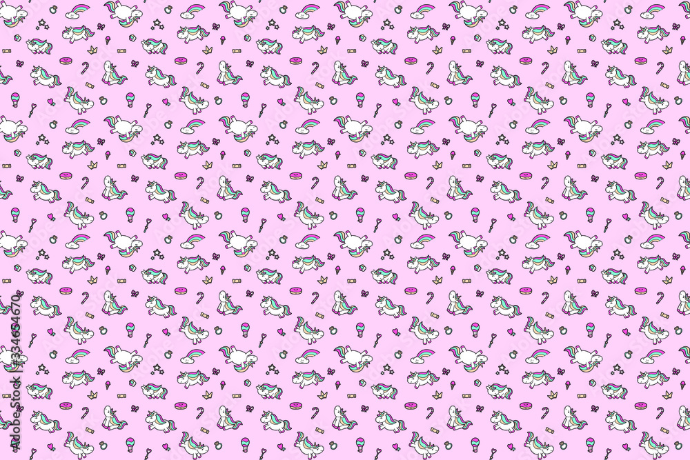 Cute unicorn seamless pattern on pink background. Cute unicorn seamless pattern on pink background.