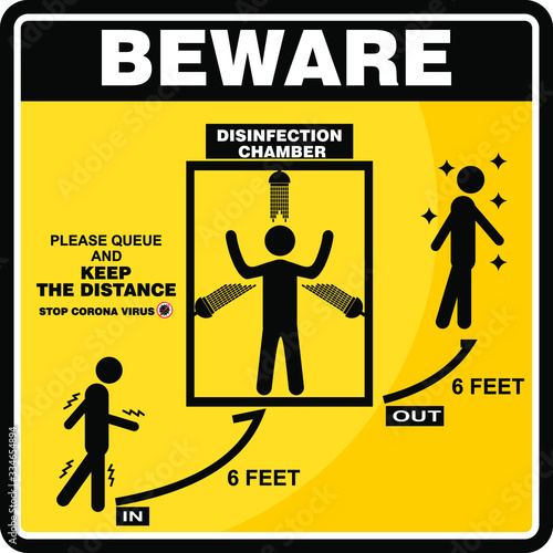 Beware, disinfection chamber, poster