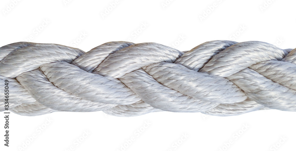 Very thick nylon rope close-up isolated on a white background