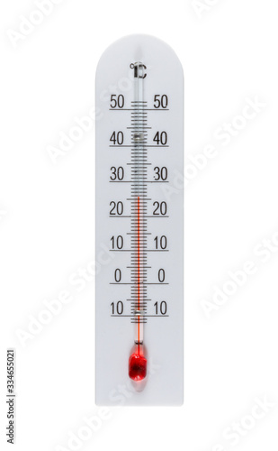 Obraz na płótnie Meteorology thermometer isolated on white background. 25 degrees. w salonie