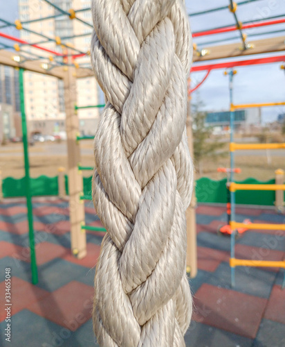 Obraz na płótnie Very thick nylon rope close-up. Playground equipment w salonie