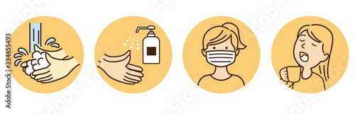 washing hands mask gargling illustration vector