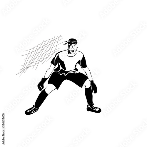Goalkeeper preparing to catch the ball. Vector illustration.