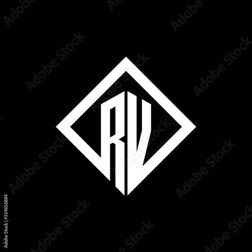 RV logo monogram with square rotate style design template