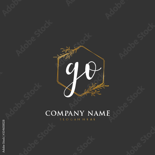 Handwritten initial letter G O GO for identity and logo. Vector logo template with handwriting and signature style.